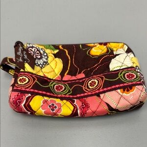 Vera Bradley Red and Pink Cosmetic Bag with Artistic Design